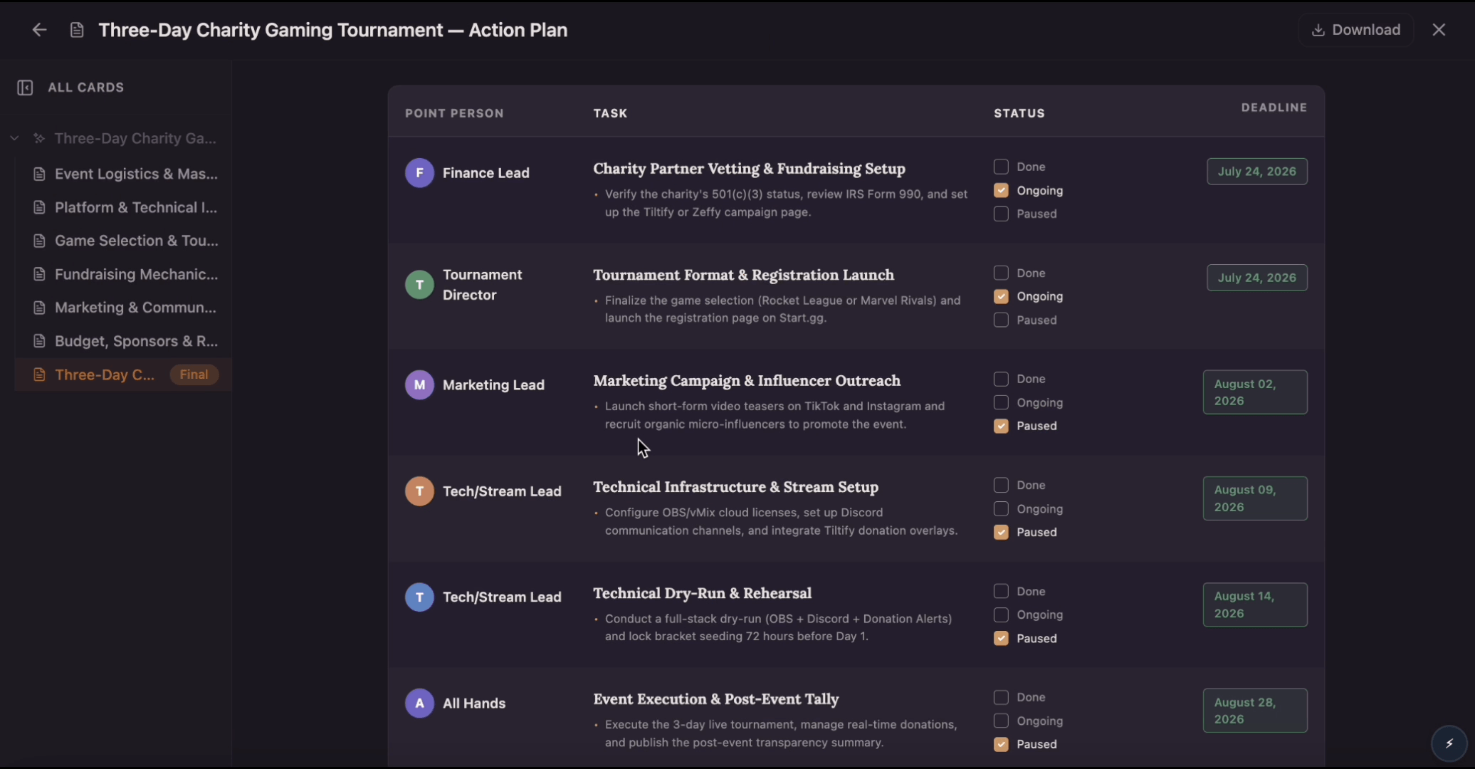 Action Plan template
