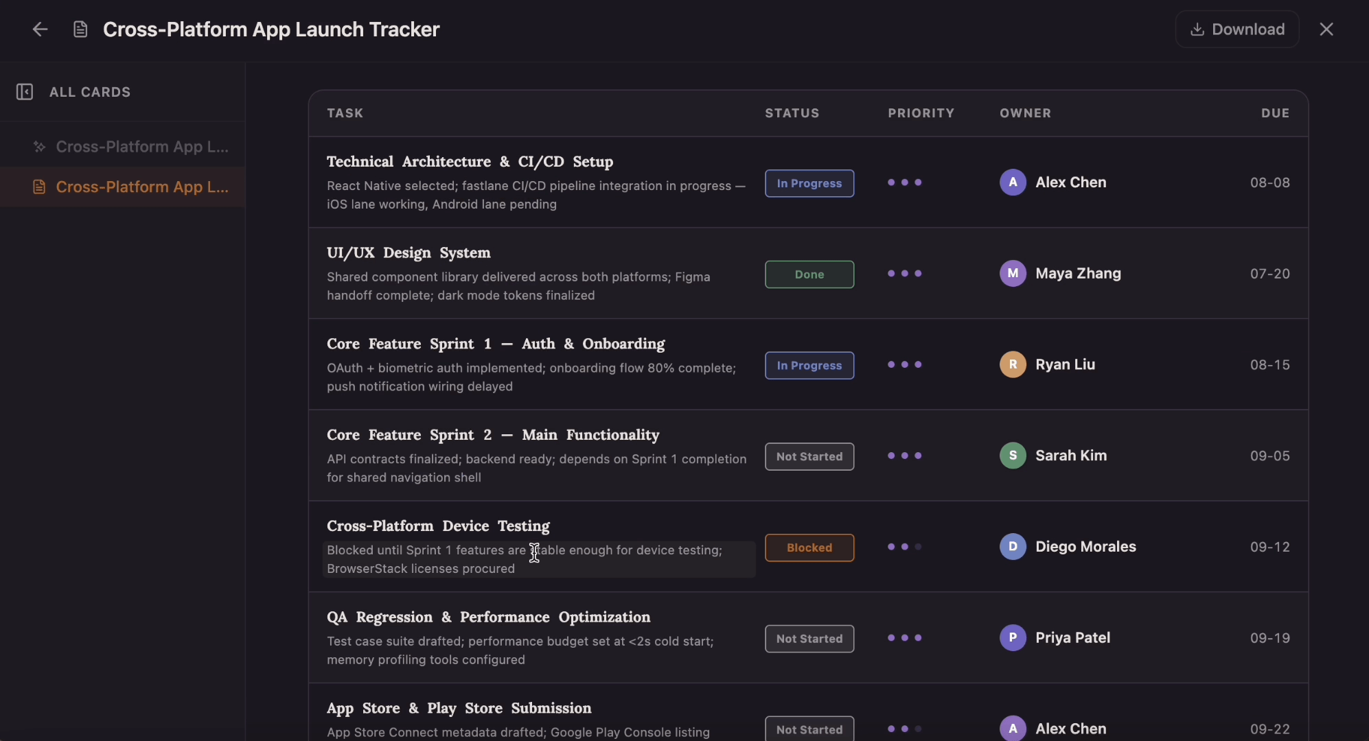 Project Tracker Template