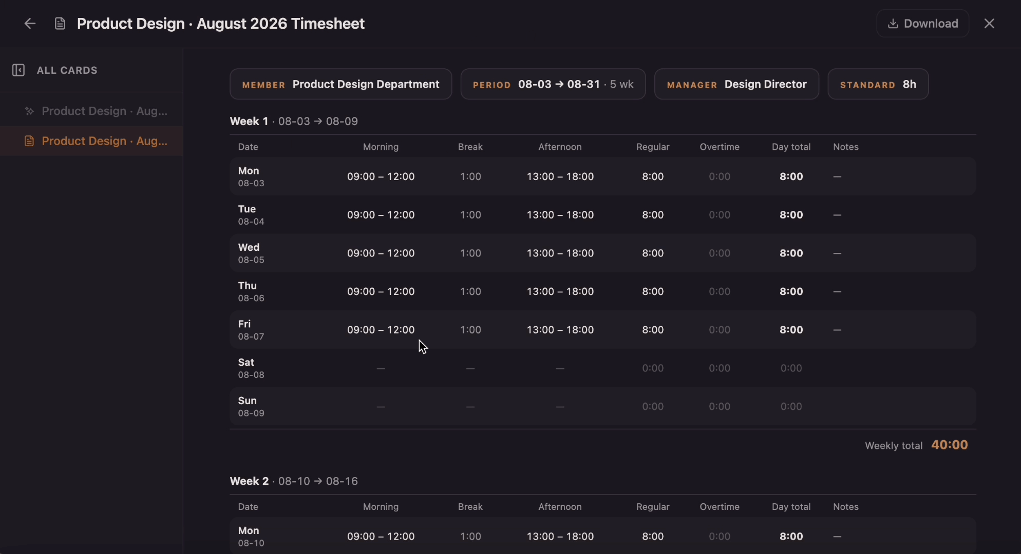 Timesheet Template